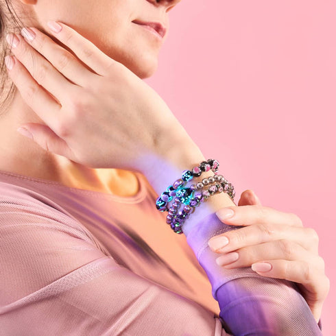 Schwarze Dahlie | Firefly Glas Diamanten Armband